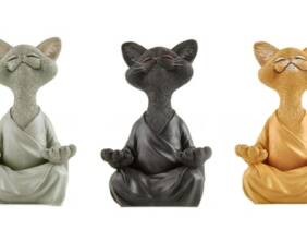 Cupón descuento oferta Figura de gato meditando: Negro