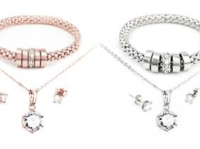 Cupón descuento oferta Conjunto de joyería Ember decorado con cristales de Swarovski®: 1 / Rosa dorado