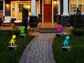 Cupón descuento oferta Luces LED solares de dinosaurio: 4 paquetes